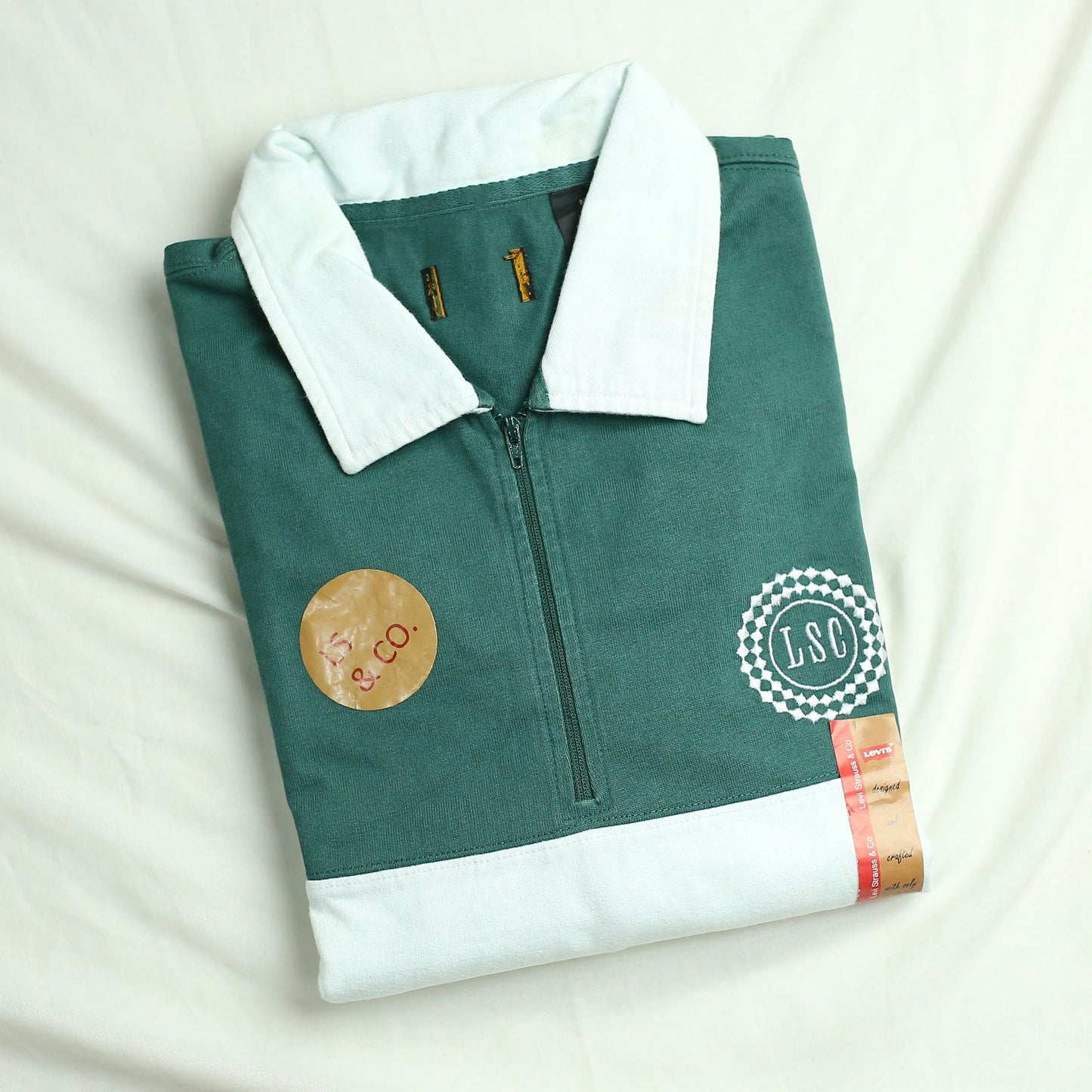 Lv&Sc -  Polo (Men) T Shirt - Green With White Thick Stripe With White Collar