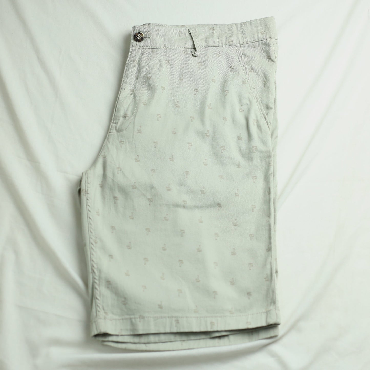 Men's Off White Printed Cotton Shorts