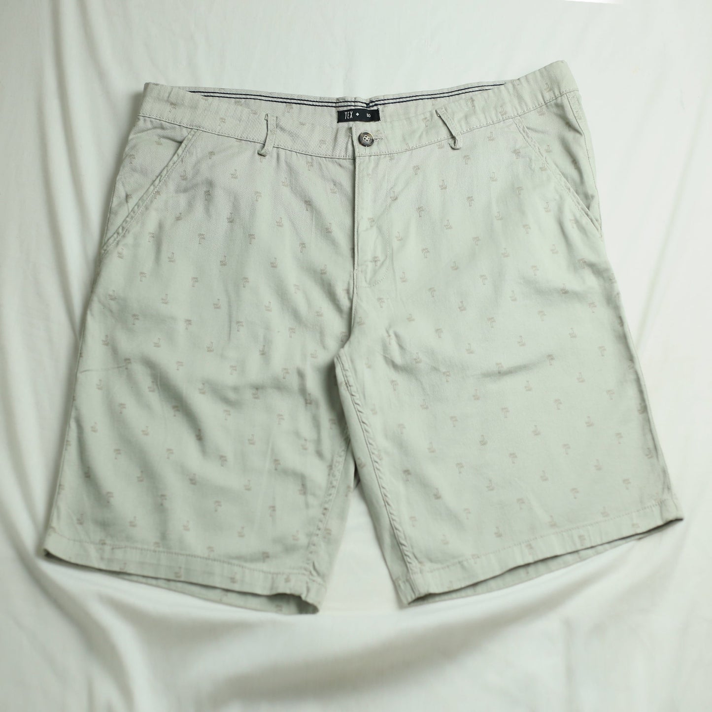 Men's Off White Printed Cotton Shorts