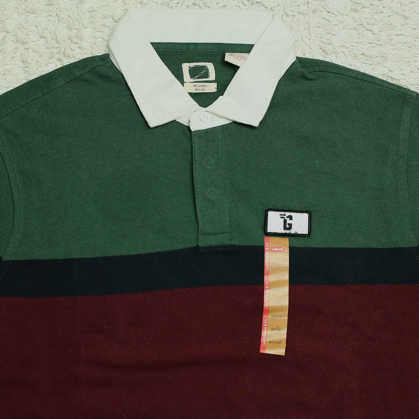 LV - Polo (Men) T Shirt - Green With Maroon & Black Striped