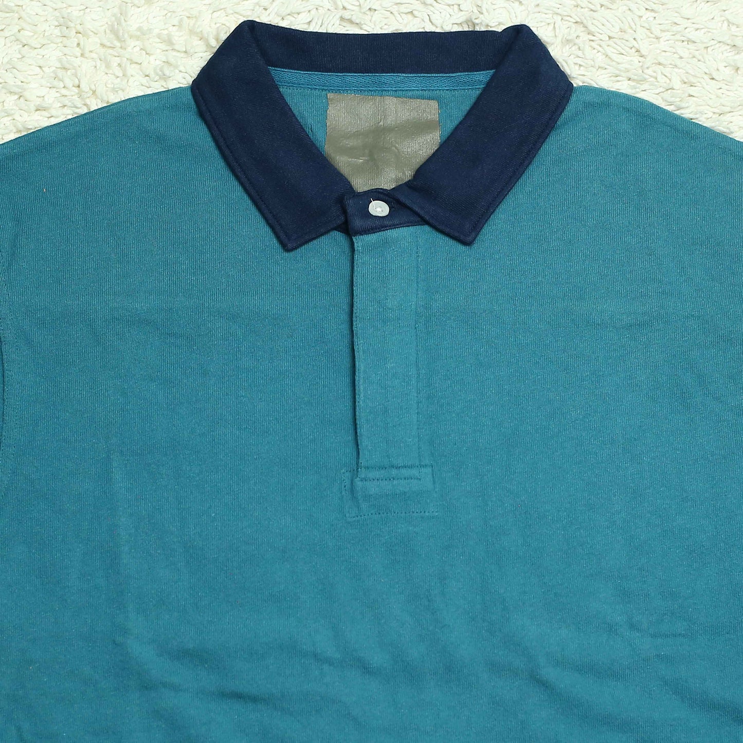 Dk - Polo (Men) T Shirt - Teal Green With Navy Blue Collar